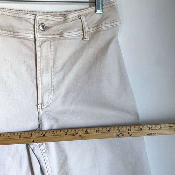 Articles Of Society Cropped Wide Leg Jeans 8/29 Ivory Mid Rise Relaxed Raw Hem - Picture 4 of 13